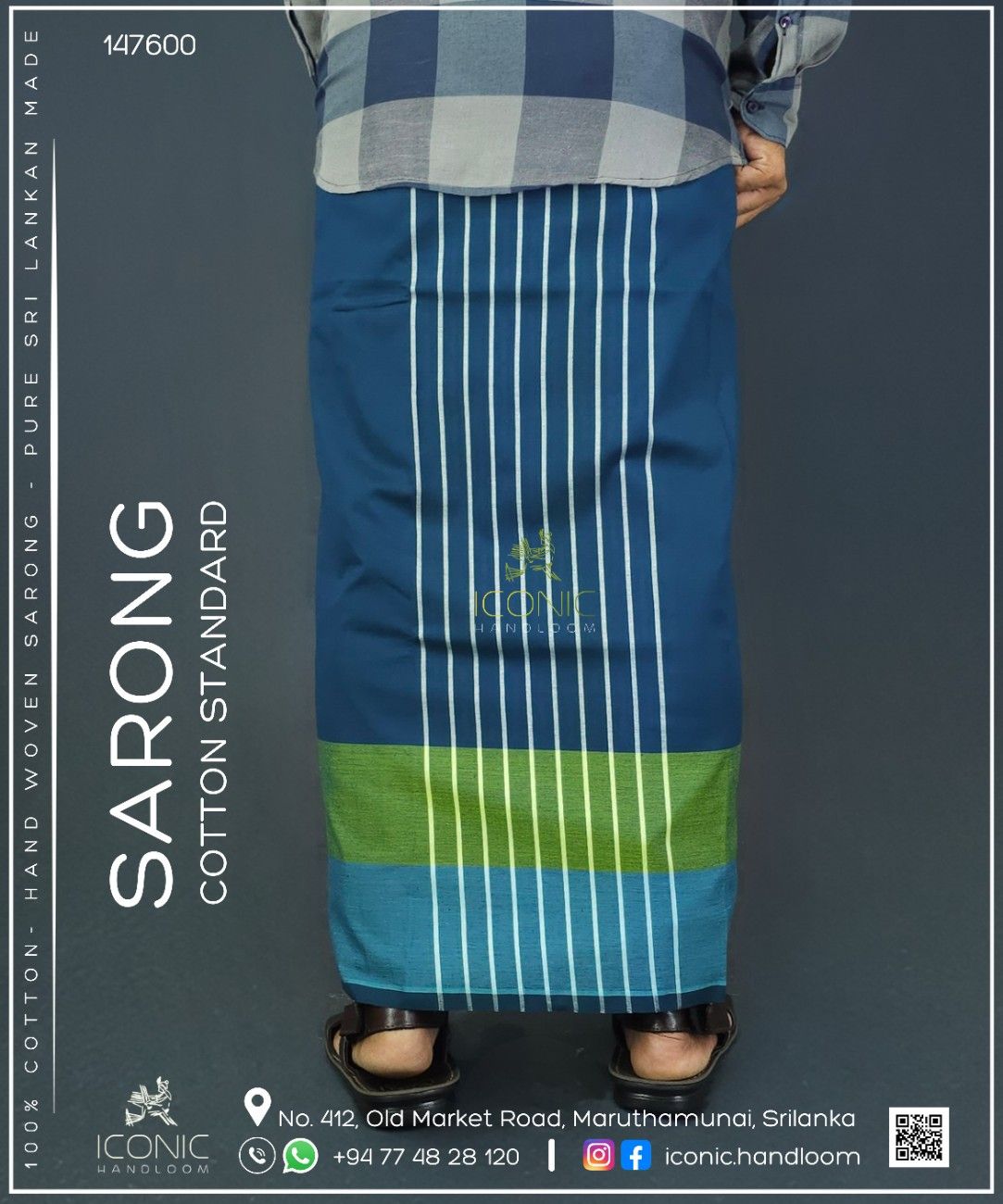Handloom Cotton Sarong - The Trincomalee Tide - ICS 147600