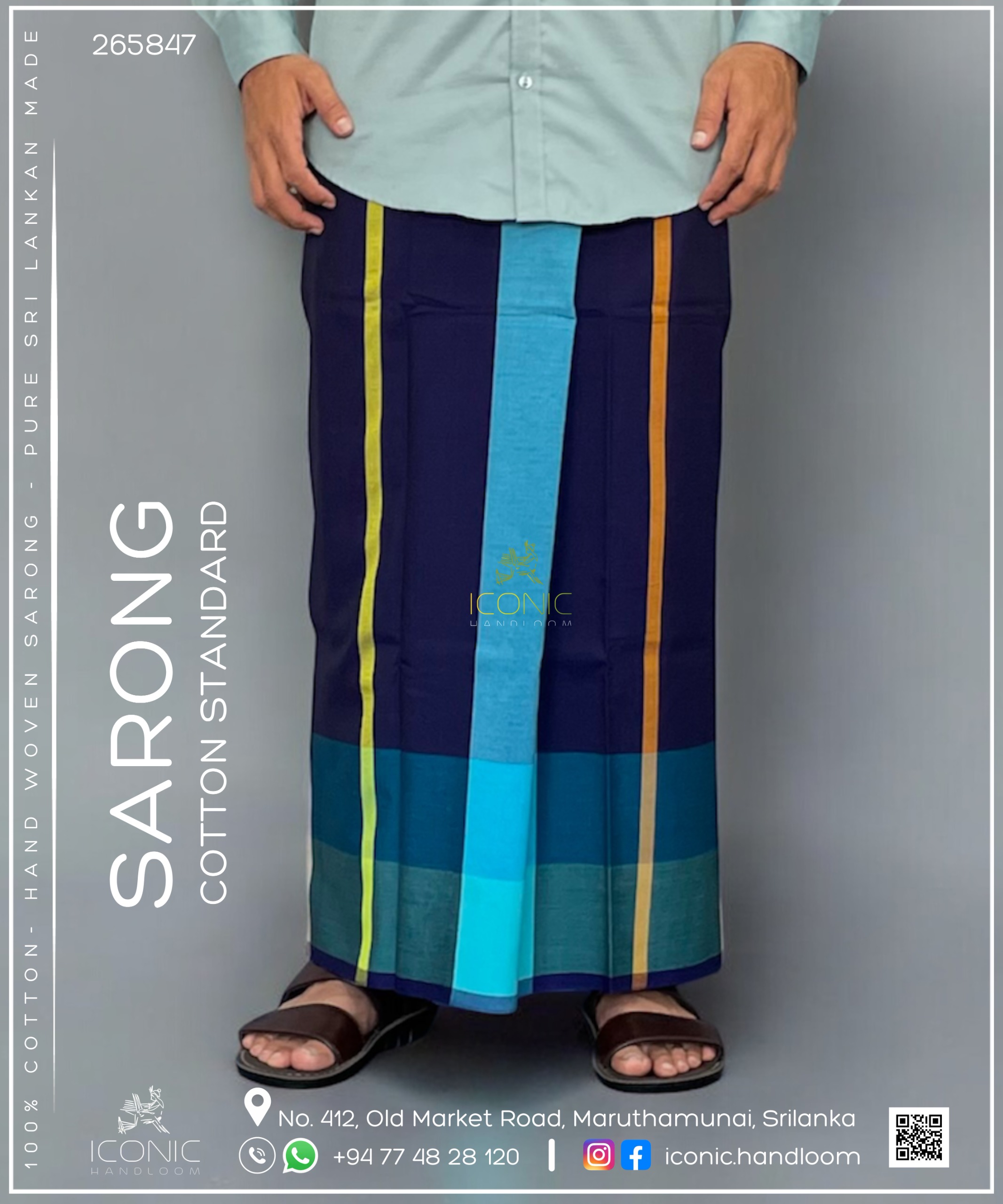 Handloom Cotton Sarong – Dusty Rose, Light Lavender, Deep Navy Blue, Teal Blue, Yellow, Aqua Blue & Golden Yellow with Mint Green and Turquoise Blue 265847