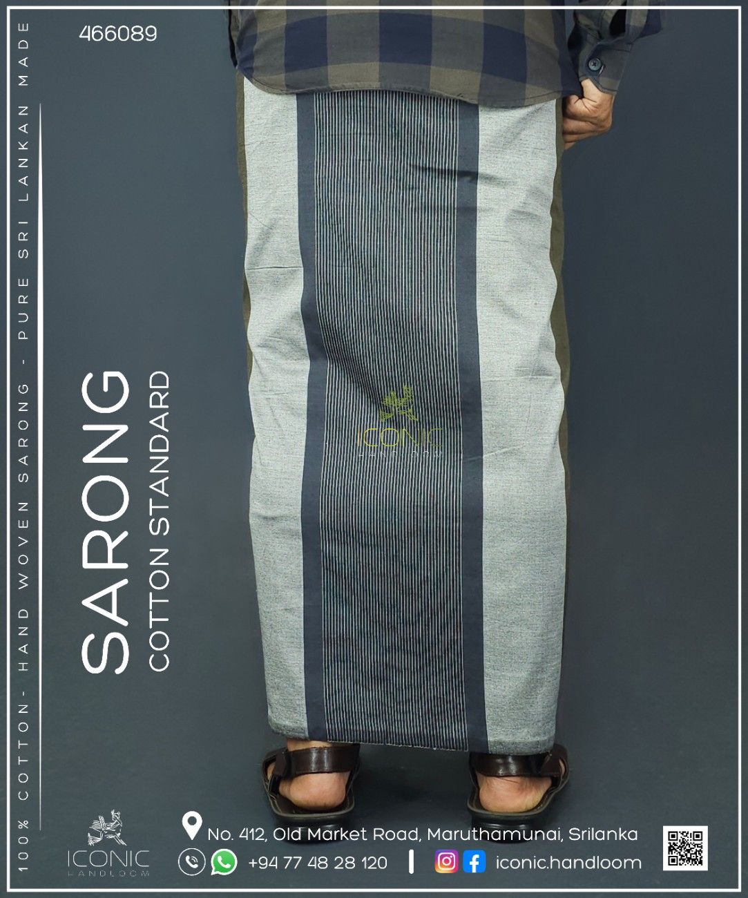 Handloom Cotton Sarong - Bronze and Dark Grey with Silver  -  ICS 466089