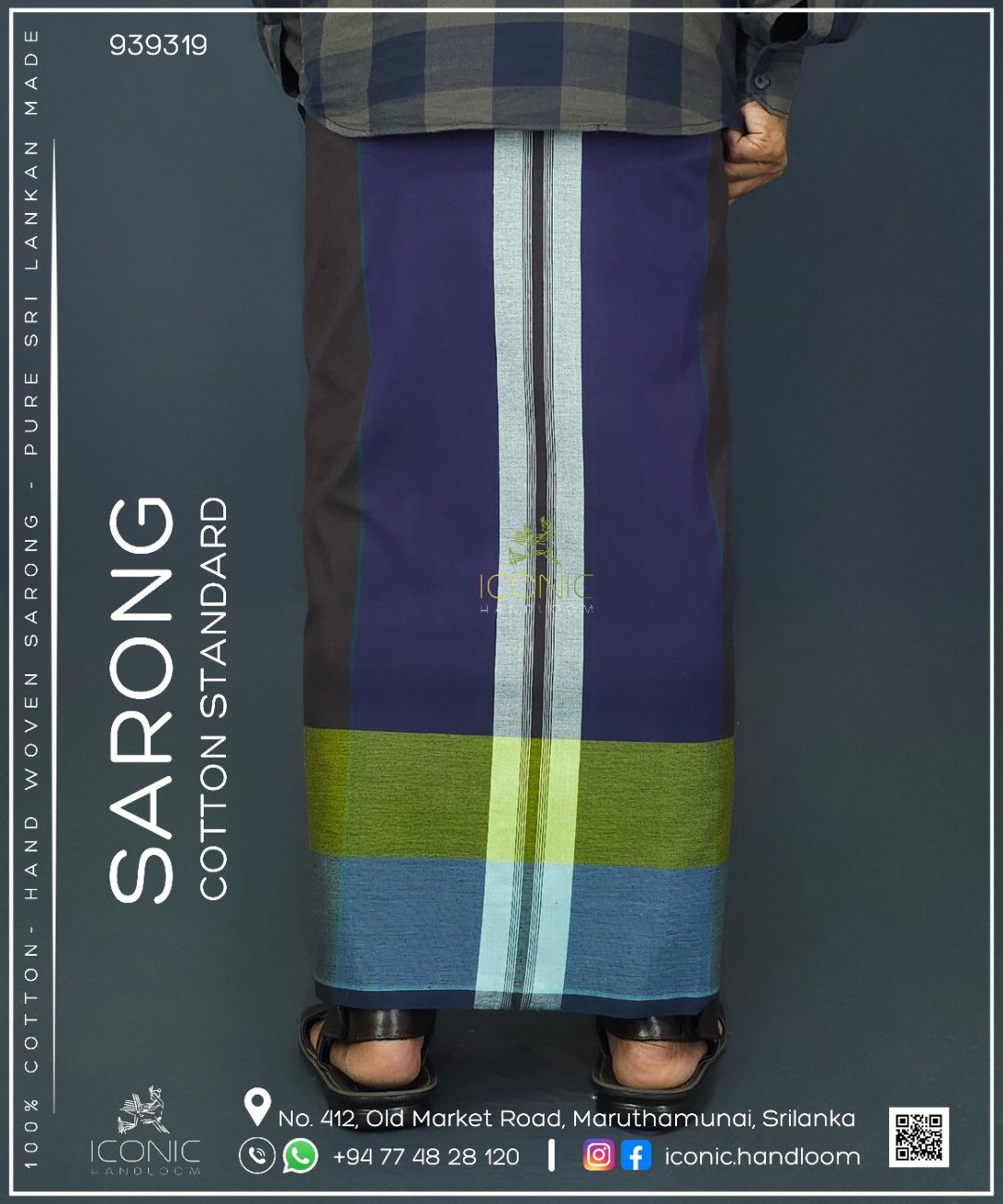 Handloom Cotton Sarong - The Midnight Axis  -  ICS 939319