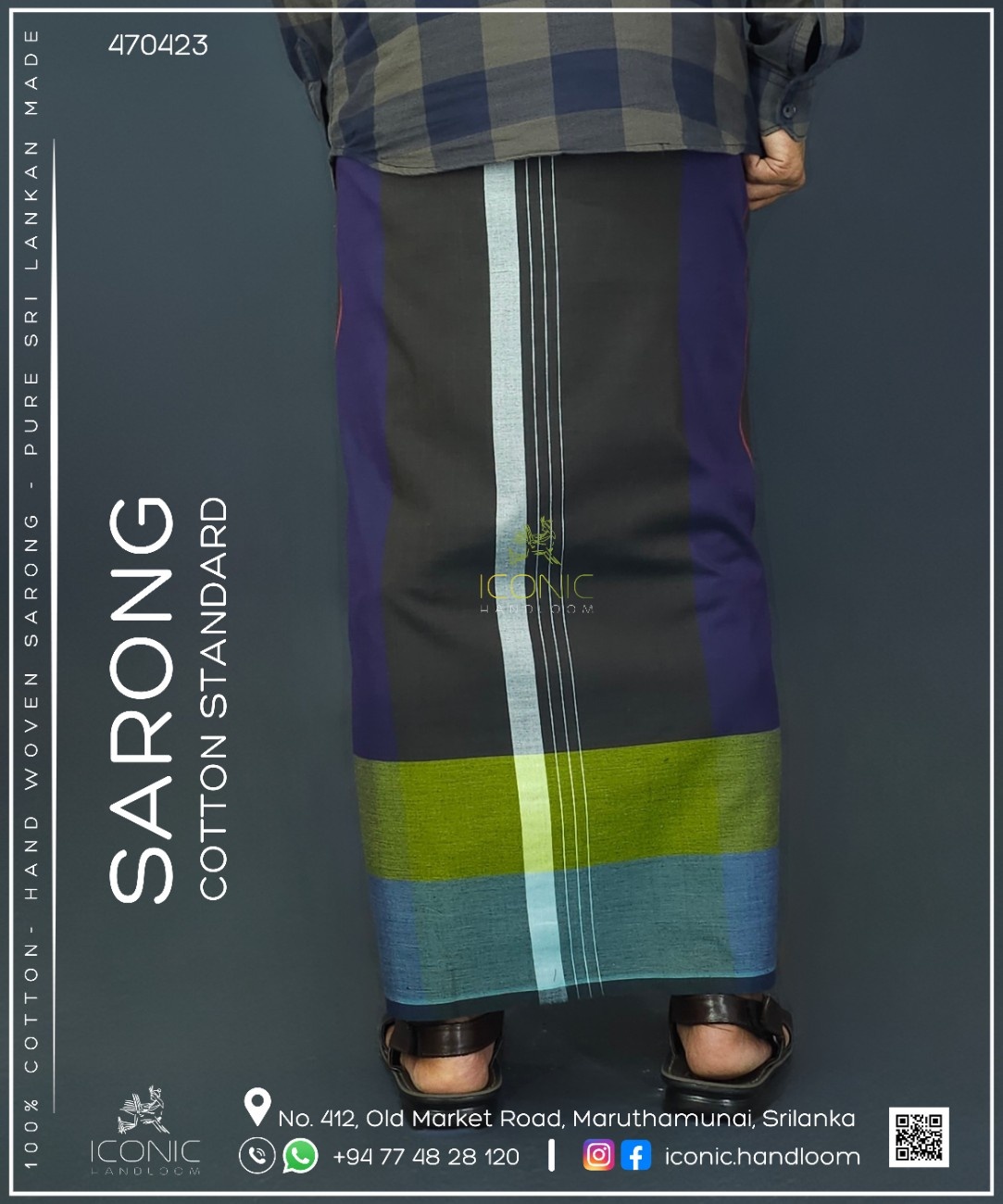 Handloom Cotton Sarong - The Crimson Eclipse  -  ICS 470423