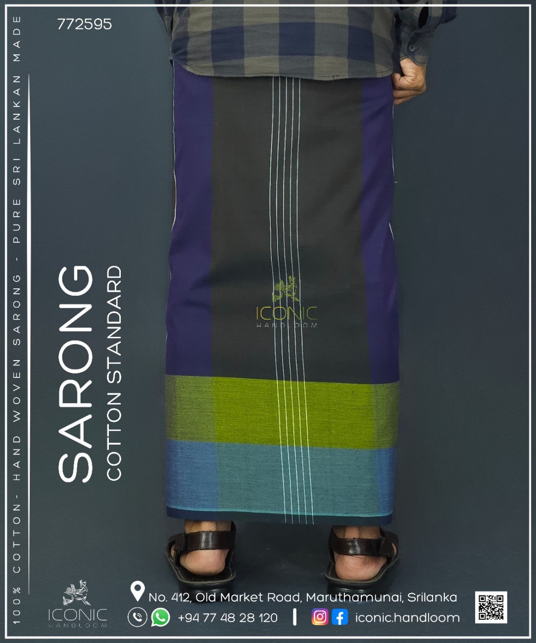 Handloom Cotton Sarong - The Neon Eclipse  -  ICS 772595