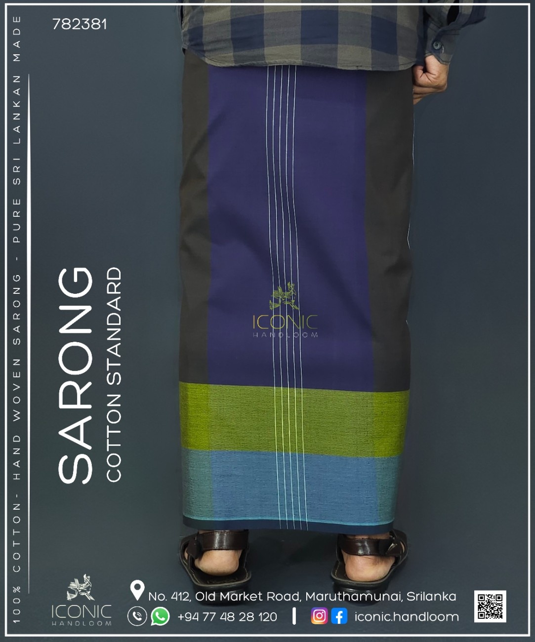 Handloom Cotton Sarong - The Neon Eclipse  -  ICS 782381