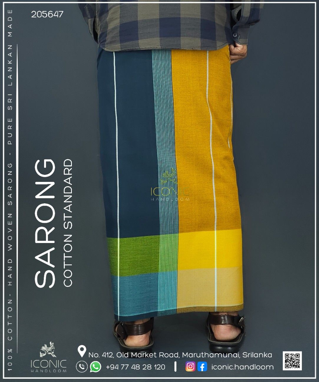Handloom Cotton Sarong - The Eclipse Blue  -  ICS 205647