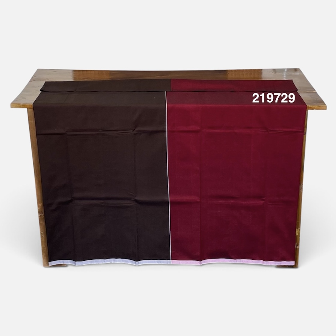 Handloom Cotton Sarong - Dark Brown, Silver and Deep Maroon with Off White Bottom Border -  ICS 219729