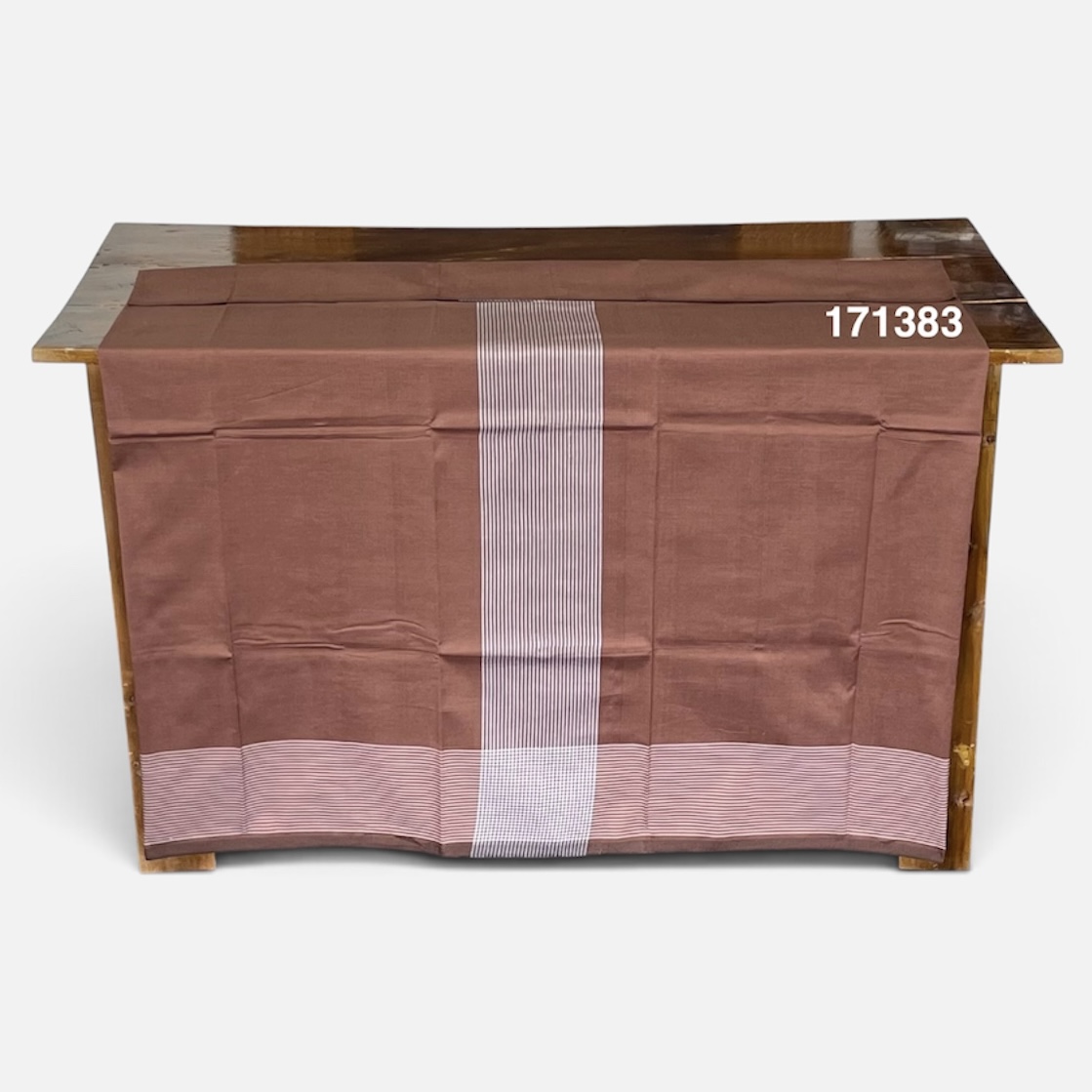 Handloom Cotton Sarong - Light Brown and Silver with Horizontal Stripes  -  ICS 171383