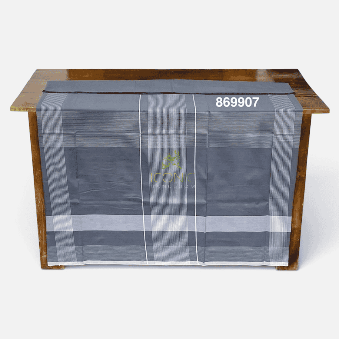 Handloom Cotton Sarong - Light Grey and Dark Grey with Horizontal Stripes  -  ICS 869907