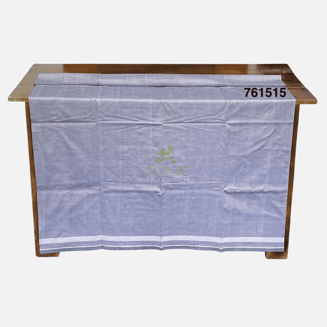 Handloom Cotton Sarong - Silver with White  -  ICS 761515