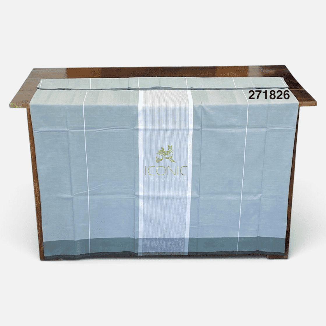 Handloom Cotton Sarong – Light Green with White  -  ICS  271826